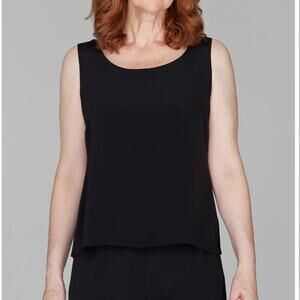 Emmelle Micro Crepe Scoop Neck Tank in Black